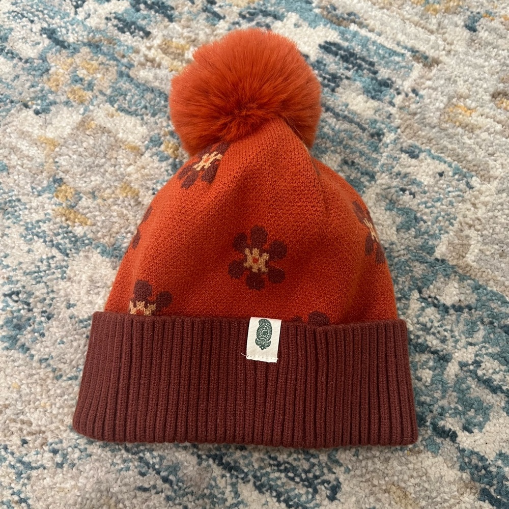 Vera Bradley Solid Knit Pom Beanie Winter Hat Maroon Red